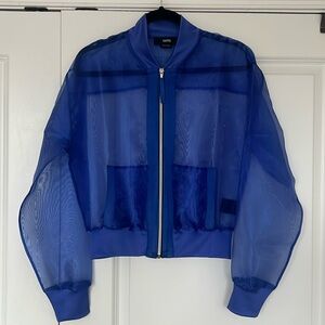 GSTQ blue sheer bomber jacket